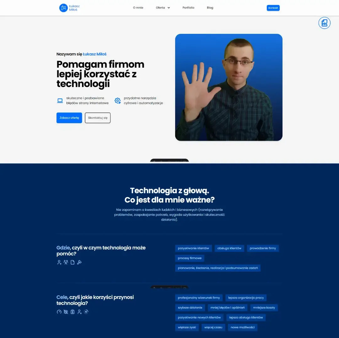 Dotychczasowa stronna internetowa Łukasza Miłoś